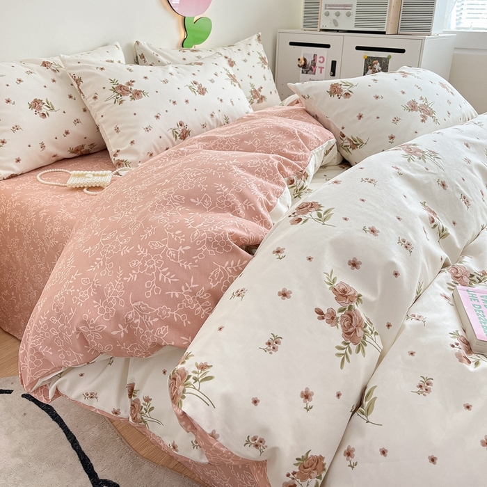 91家纺网 家纺一手货源 找家纺 川悦生活 2024爆款13372全棉卡通小清新四件套三件套 韩系小碎花