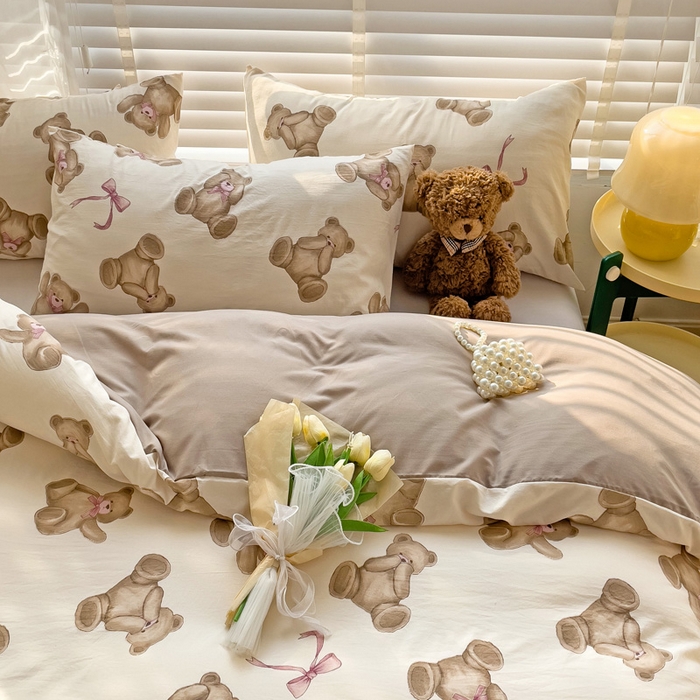 91家纺网 家纺一手货源 找家纺 纽缦家纺 2024水洗双层纱被套 童话小熊