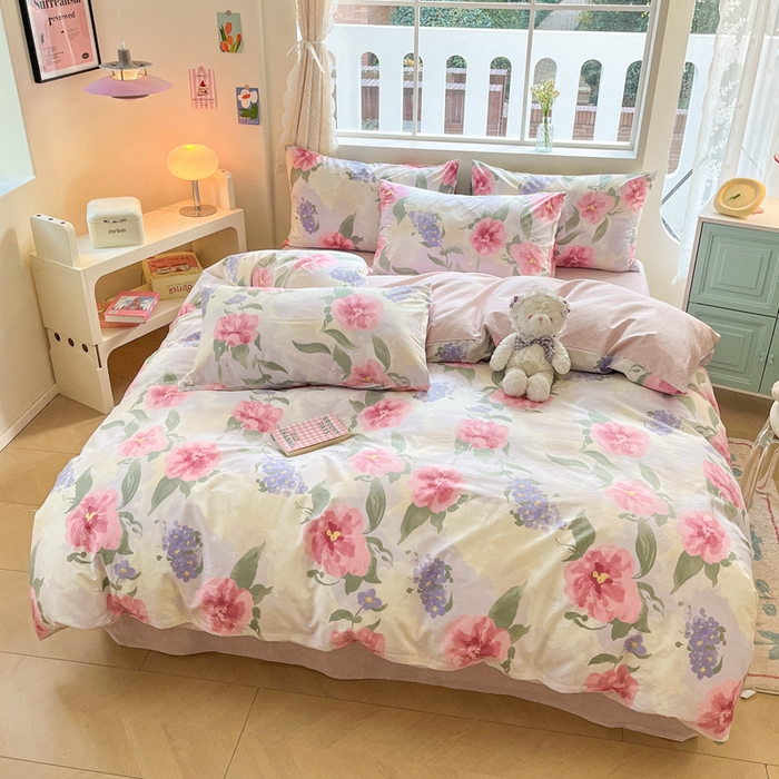 91家纺网 家纺一手货源 找家纺 川悦生活 2024爆款13372全棉卡通小清新四件套三件套 青春绚烂