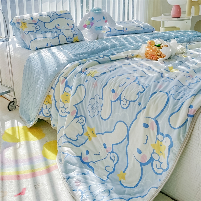 91家纺网 家纺一手货源 找家纺 米米儿家纺 2024新款A类针织棉凉豆豆夏被夏凉被空调被-三丽鸥系列 星星-玉桂狗