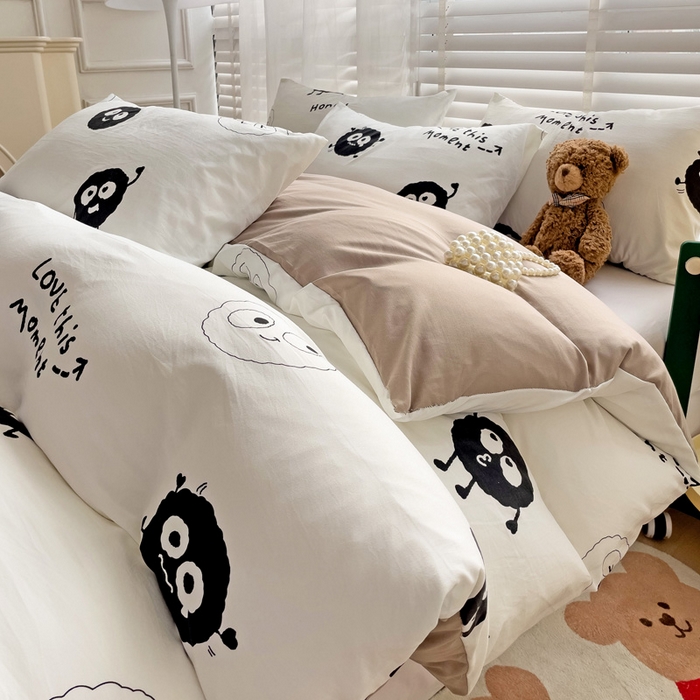 91家纺网 家纺一手货源 找家纺 纽缦家纺 2024水洗双层纱被套 小黑球