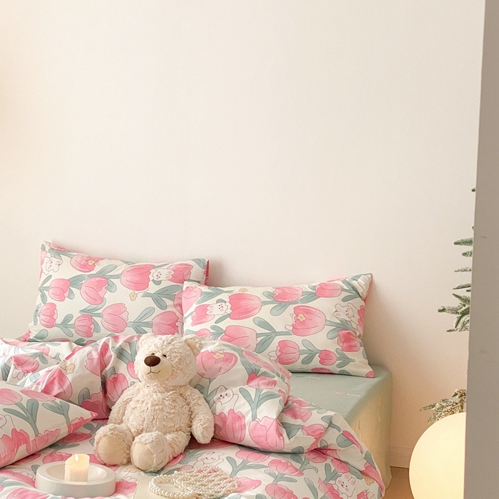 91家纺网 家纺一手货源 找家纺 川悦生活 2024爆款13372全棉卡通小清新四件套三件套 萌萌语