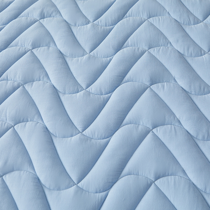 91家纺网 家纺一手货源 找家纺 3C 2024新款全棉双层纱大豆床笠 氧气蓝