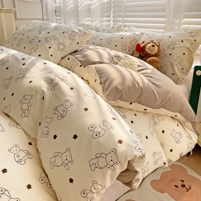 91家纺网 家纺一手货源 找家纺 纽缦家纺 2024水洗双层纱被套 小熊院长