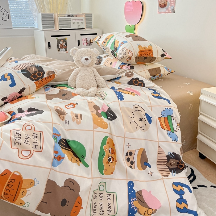 91家纺网 家纺一手货源 找家纺 川悦生活 2024爆款13372全棉卡通小清新四件套三件套 巴黎生活