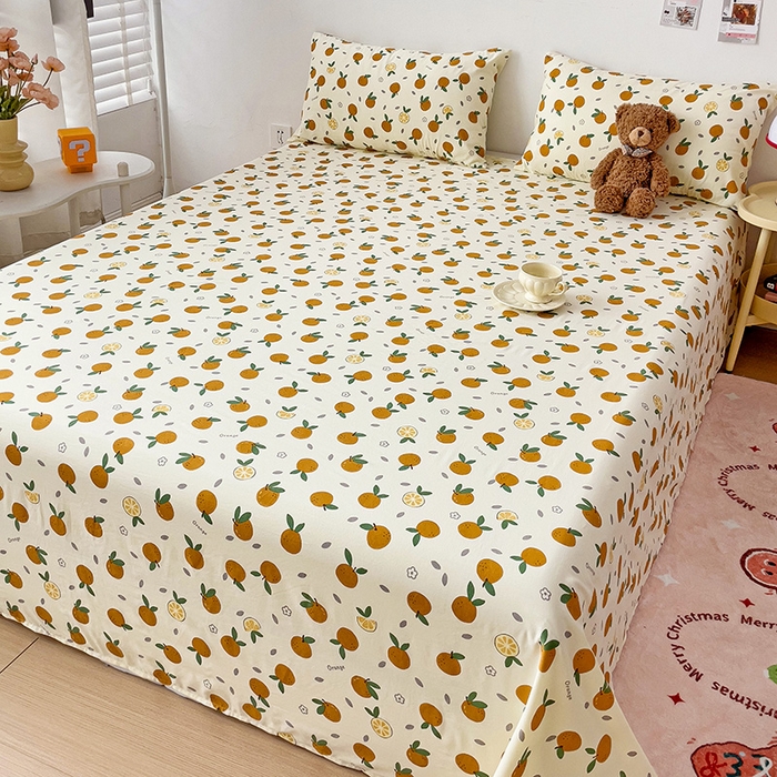 91家纺网 家纺一手货源 找家纺 纽缦家纺 2024水洗双层纱床单 小橘子