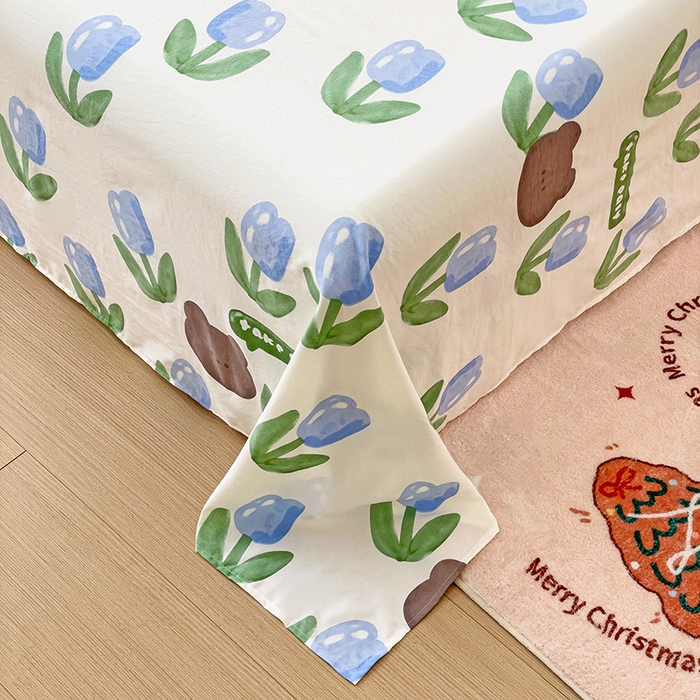 91家纺网 家纺一手货源 找家纺 纽缦家纺 2024水洗双层纱床单 蓝海玫瑰