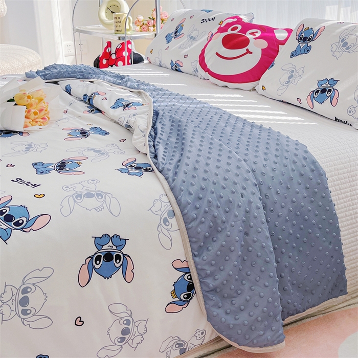 91家纺网 家纺一手货源 找家纺 2024新款A类针织棉凉豆豆夏被夏凉被空调被-迪士尼系列 史迪仔