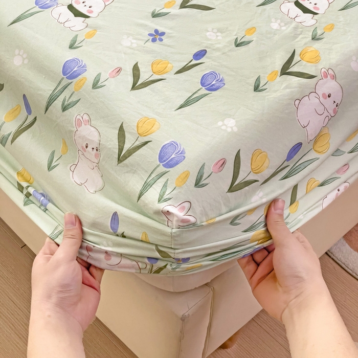 91家纺网 家纺一手货源 找家纺 纽缦家纺 2024水洗双层纱单床笠 夹心果冻