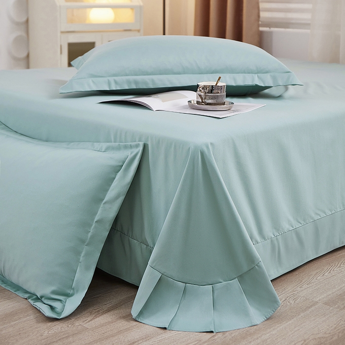 91家纺网 家纺一手货源 找家纺 丝涟家居 2025新款纯色亲肤棉磨毛四件套 薄荷绿