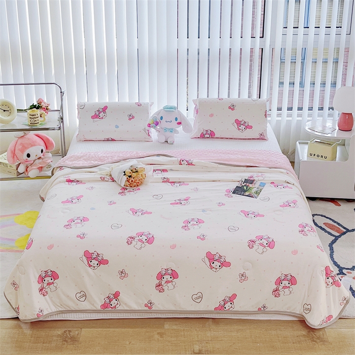 91家纺网 家纺一手货源 找家纺 米米儿家纺 2024新款A类针织棉凉豆豆夏被夏凉被空调被-三丽鸥系列 樱桃美乐蒂