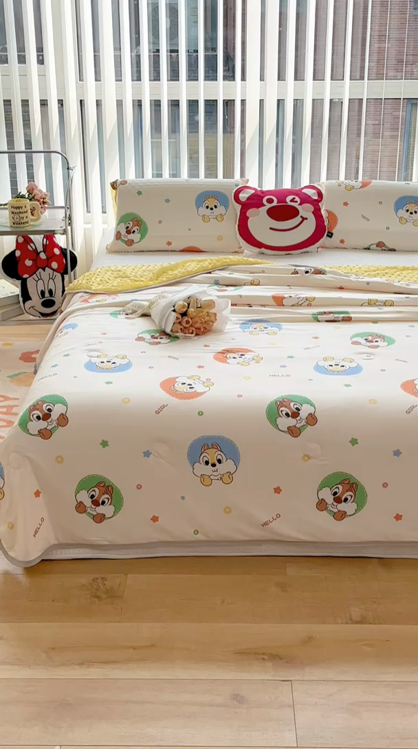 91家纺网 家纺一手货源 找家纺 2024新款A类针织棉凉豆豆夏被夏凉被空调被-迪士尼系列 奇奇蒂蒂