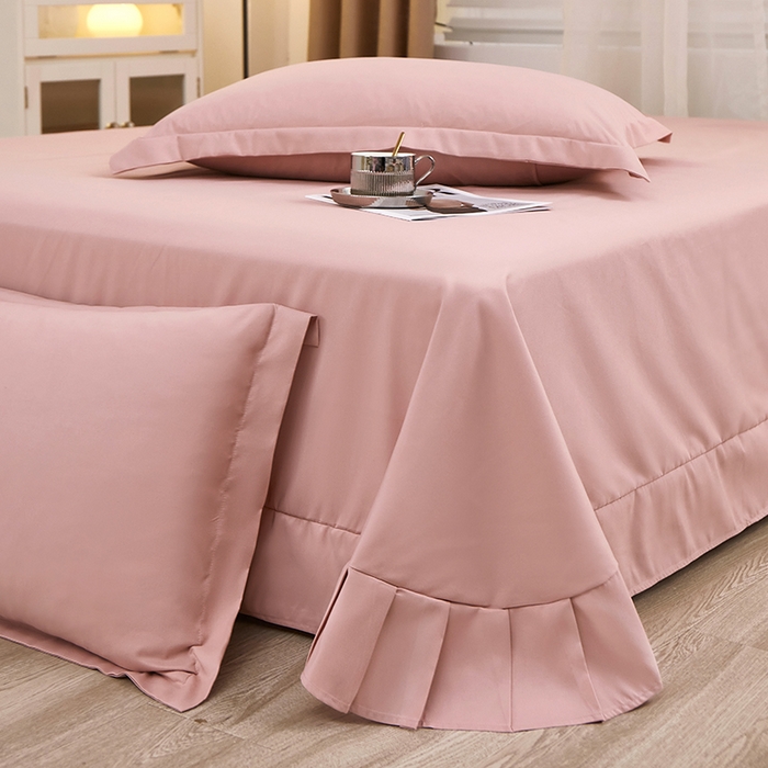 91家纺网 家纺一手货源 找家纺 丝涟家居 2025新款纯色亲肤棉磨毛四件套 少女粉