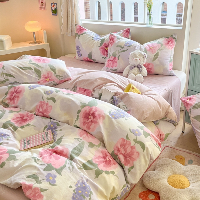 91家纺网 家纺一手货源 找家纺 川悦生活 2024爆款13372全棉卡通小清新四件套三件套 青春绚烂