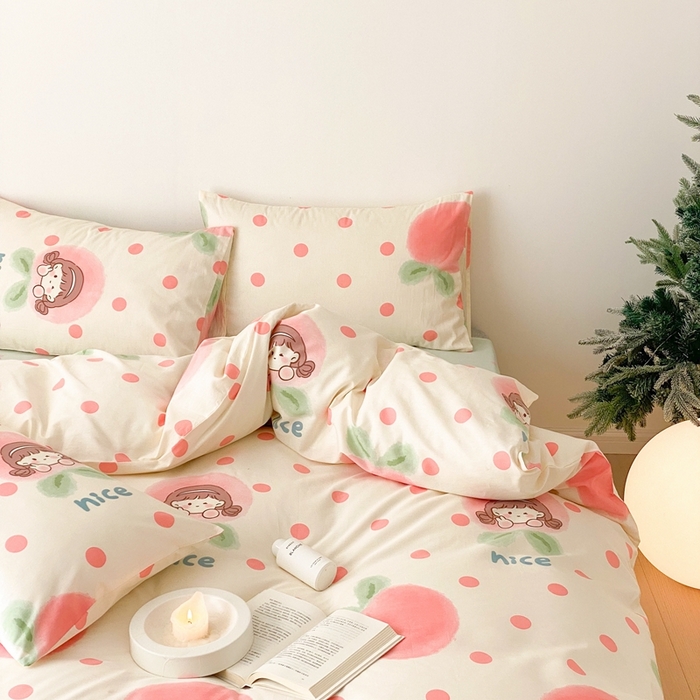 91家纺网 家纺一手货源 找家纺 川悦生活 2024爆款13372全棉卡通小清新四件套三件套 啵啵女孩