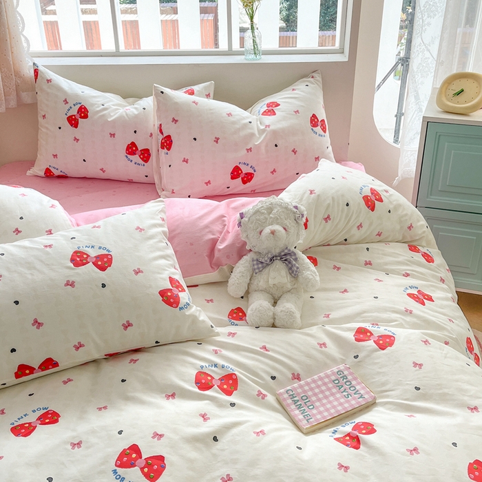 91家纺网 家纺一手货源 找家纺 川悦生活 2024爆款13372全棉卡通小清新四件套三件套 快乐少女