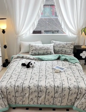 91家纺网 家纺一手货源 找家纺 星巴K家纺 2024新款小清新柔软泡泡棉夏凉被被子空调被夏被 竹影