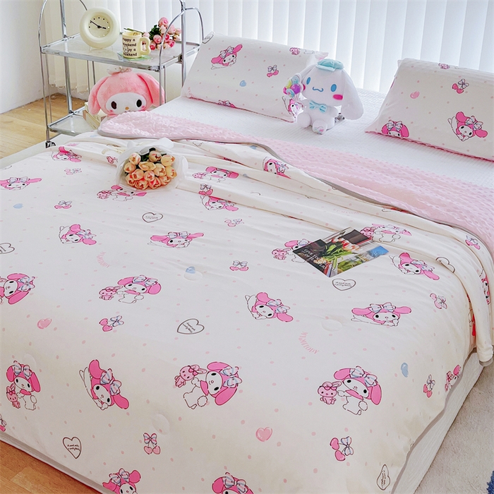 91家纺网 家纺一手货源 找家纺 米米儿家纺 2024新款A类针织棉凉豆豆夏被夏凉被空调被-三丽鸥系列 樱桃美乐蒂