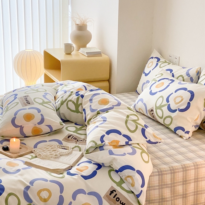 91家纺网 家纺一手货源 找家纺 川悦生活 2024爆款13372全棉卡通小清新四件套三件套 三桑