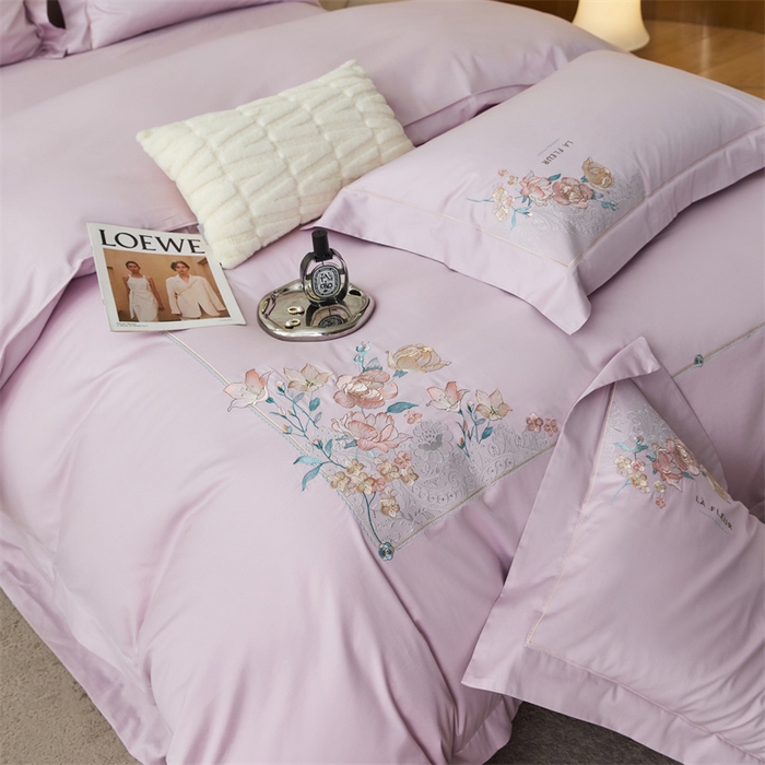 91家纺网 家纺一手货源 找家纺 （总）宏羽纺2024新款高支高密全棉刺绣四件套-艾伦系列