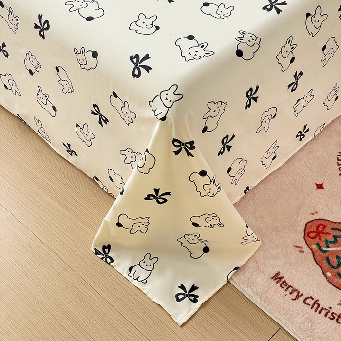 91家纺网 家纺一手货源 找家纺 纽缦家纺 2024水洗双层纱床单 心动兔兔