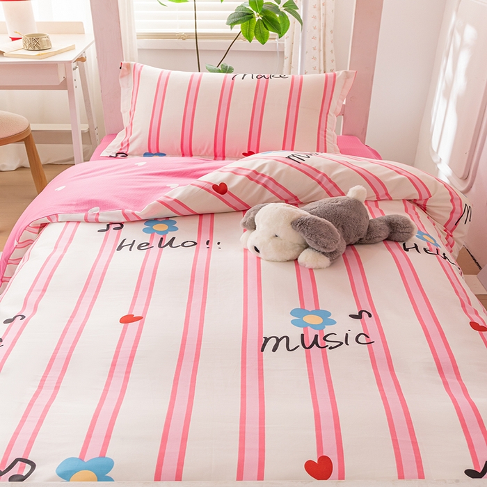 91家纺网 家纺一手货源 找家纺 纯棉印花13070学生三件套寝室全棉宿舍床套件上下铺床品 幽香醉人