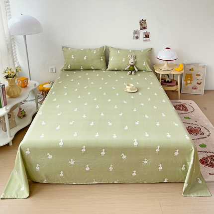 纽缦家纺 2024水洗双层纱床单 小绿鸭