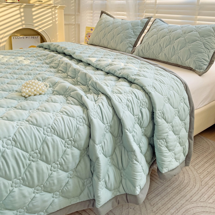 91家纺网 家纺一手货源 找家纺 纽缦家纺 2024纯色云朵棉加棉加厚床盖（床单） 纯色天蓝