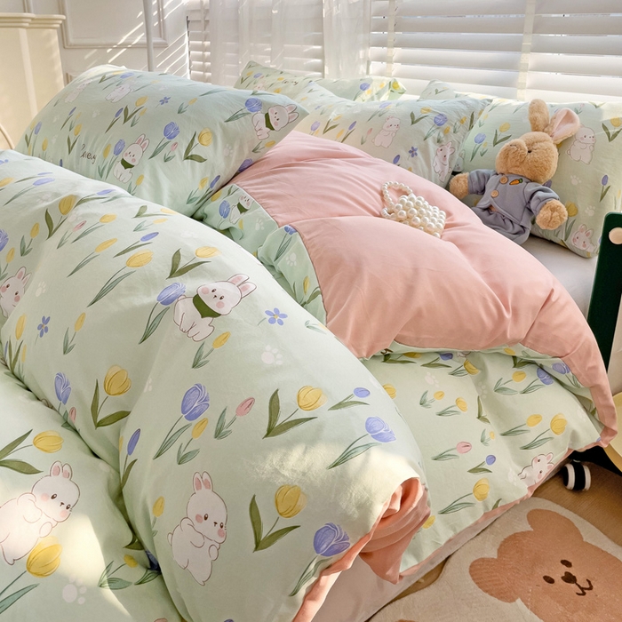 91家纺网 家纺一手货源 找家纺 纽缦家纺 2024水洗双层纱被套 夹心果冻