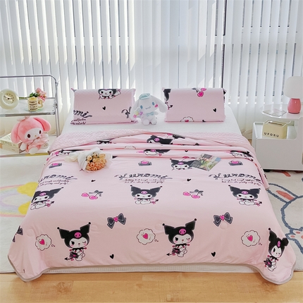 91家纺网 家纺一手货源 找家纺 米米儿家纺 2024新款A类针织棉凉豆豆夏被夏凉被空调被-三丽鸥系列 爱心库洛米