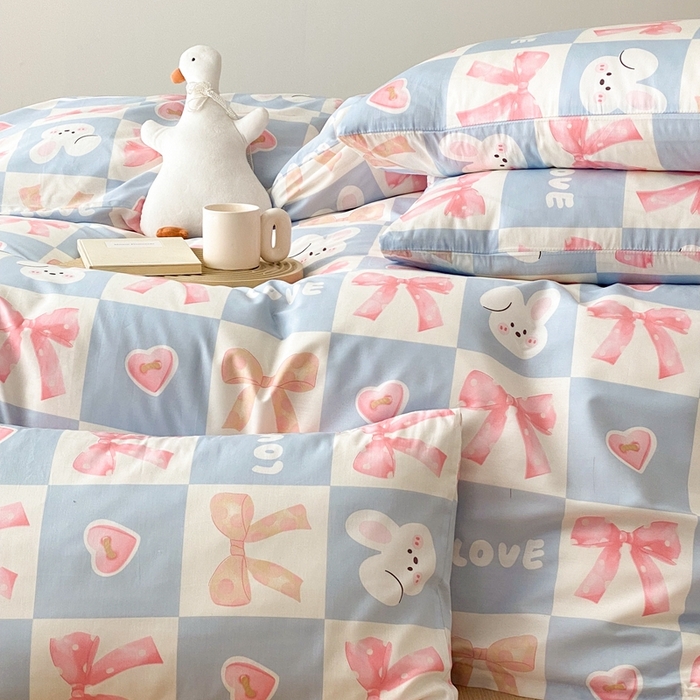 91家纺网 家纺一手货源 找家纺 川悦生活 2024爆款13372全棉卡通小清新四件套三件套 弗德列