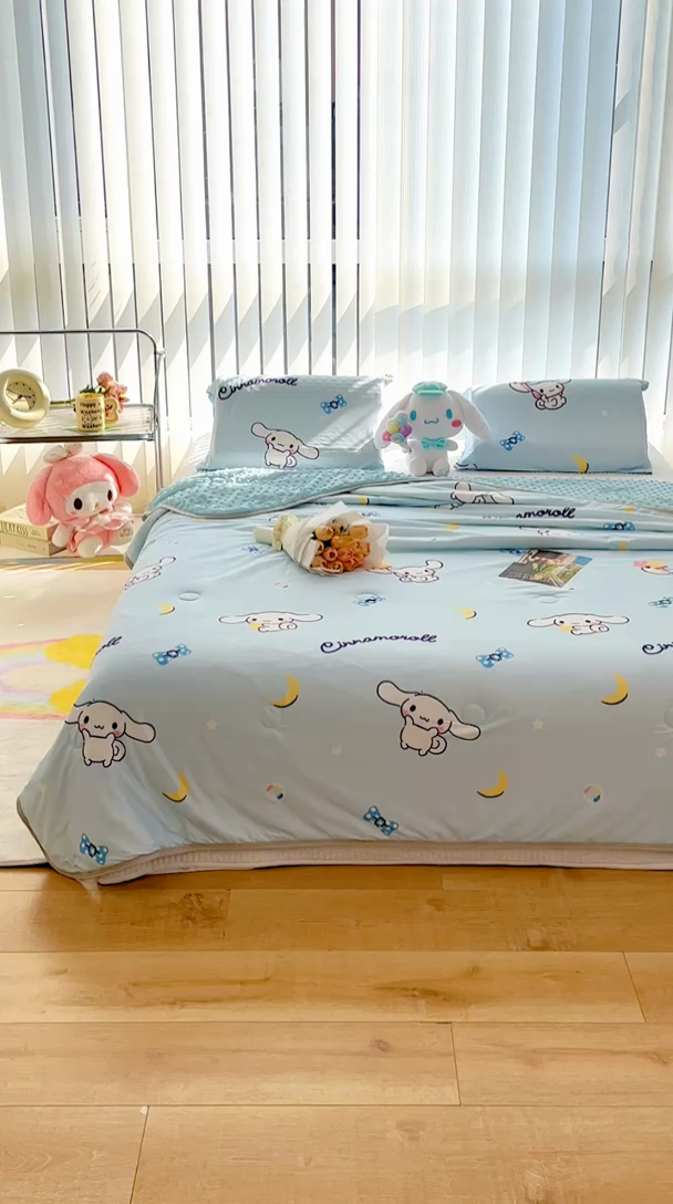 91家纺网 家纺一手货源 找家纺 米米儿家纺 2024新款A类针织棉凉豆豆夏被夏凉被空调被-三丽鸥系列 月亮-玉桂狗