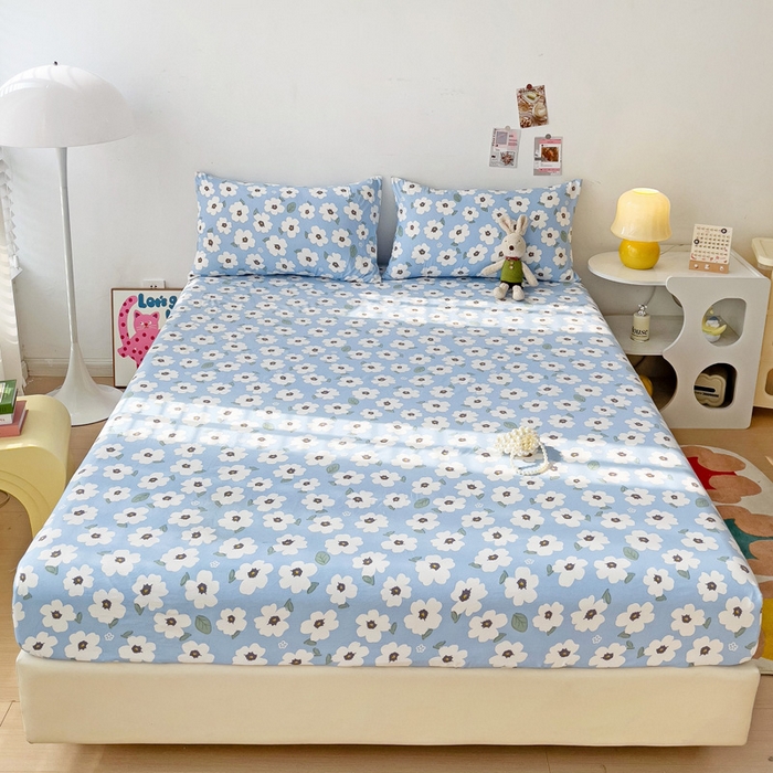 91家纺网 家纺一手货源 找家纺 纽缦家纺 2024水洗双层纱单床笠 旧岛望海