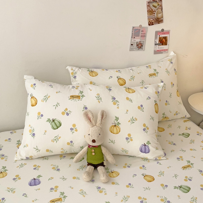 91家纺网 家纺一手货源 找家纺 纽缦家纺 2024水洗双层纱单床笠 小南瓜