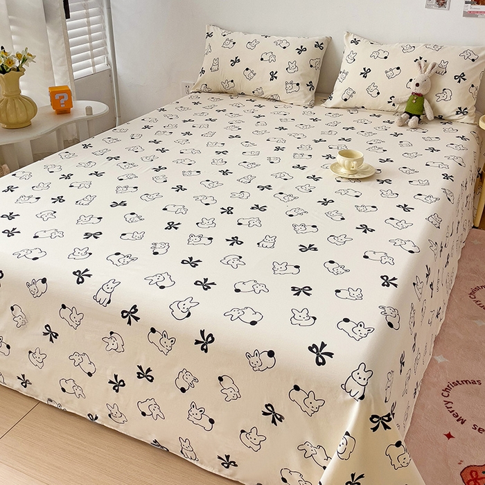 91家纺网 家纺一手货源 找家纺 纽缦家纺 2024水洗双层纱床单 心动兔兔