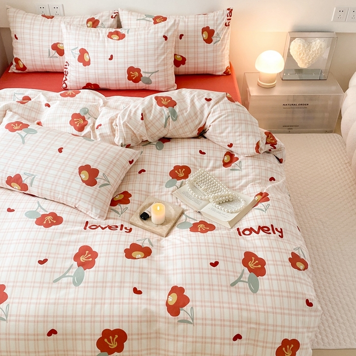 91家纺网 家纺一手货源 找家纺 川悦生活 2024爆款13372全棉卡通小清新四件套三件套 芭莉娜