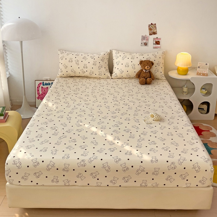 91家纺网 家纺一手货源 找家纺 纽缦家纺 2024水洗双层纱单床笠 小熊院长