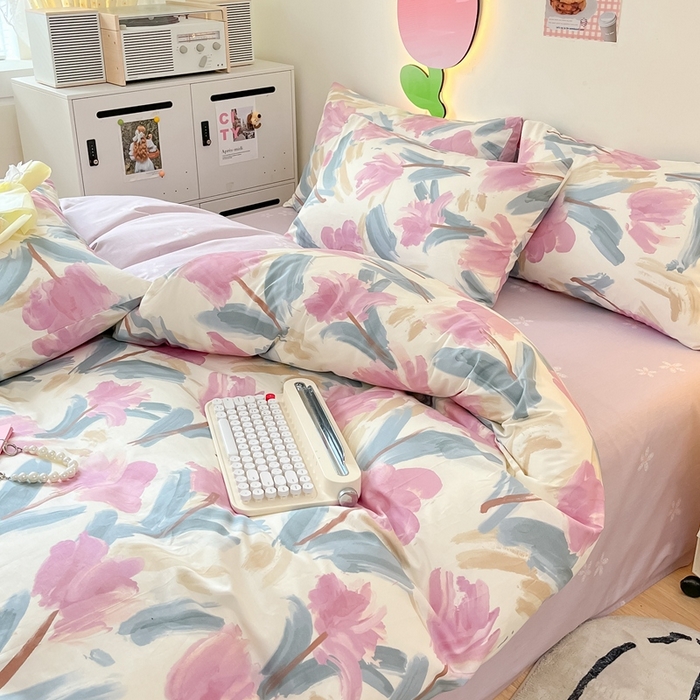 91家纺网 家纺一手货源 找家纺 川悦生活 2024爆款13372全棉卡通小清新四件套三件套 biu泊