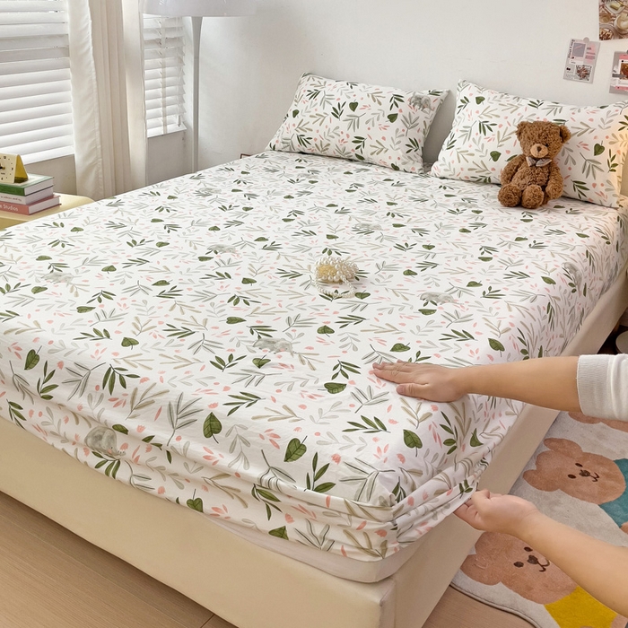 91家纺网 家纺一手货源 找家纺 纽缦家纺 2024水洗双层纱单床笠 香草薄荷