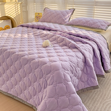 纽缦家纺 2024纯色云朵棉加棉加厚床盖（床单） 纯色芋泥紫