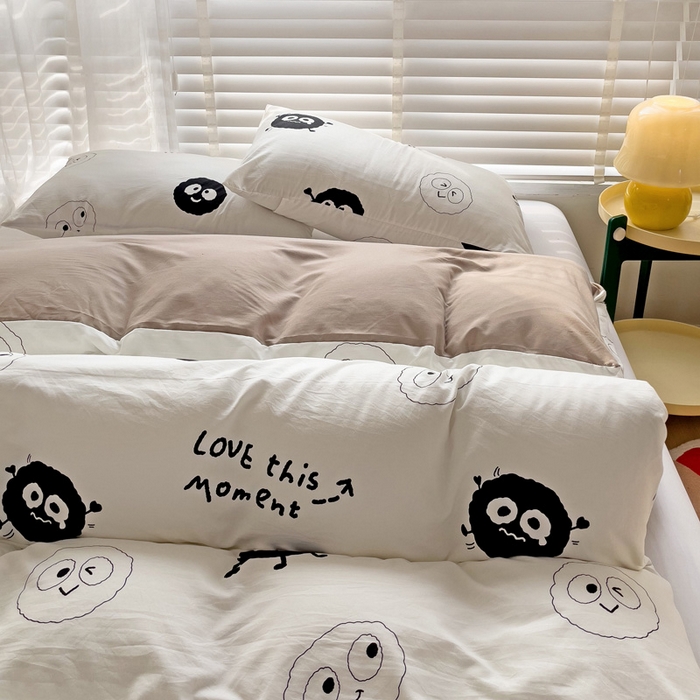 91家纺网 家纺一手货源 找家纺 纽缦家纺 2024水洗双层纱被套 小黑球