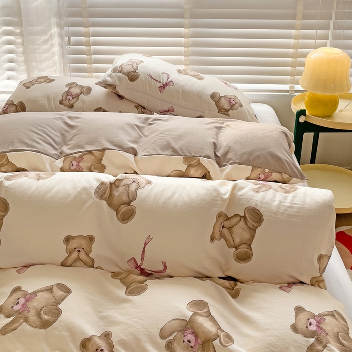 91家纺网 家纺一手货源 找家纺 纽缦家纺 2024水洗双层纱被套 童话小熊