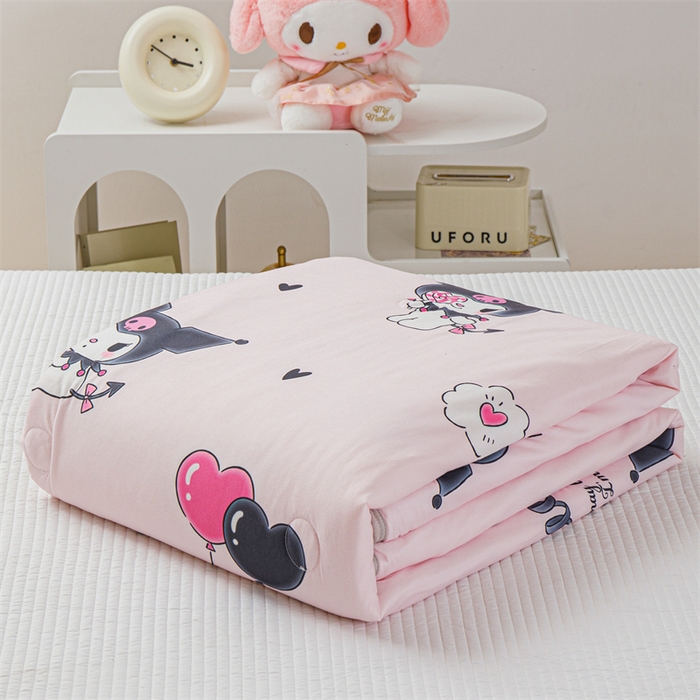 91家纺网 家纺一手货源 找家纺 米米儿家纺 2024新款A类针织棉凉豆豆夏被夏凉被空调被-三丽鸥系列 爱心库洛米