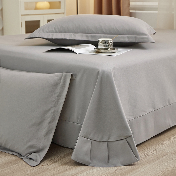 91家纺网 家纺一手货源 找家纺 丝涟家居 2025新款纯色亲肤棉磨毛四件套 都市灰