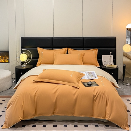 91家纺网 家纺一手货源 找家纺 N先生2024新款水洗磨毛四件套-露娜系列 橘