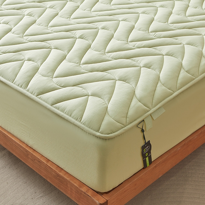 91家纺网 家纺一手货源 找家纺 3C 2024新款全棉双层纱大豆床笠 抹茶绿