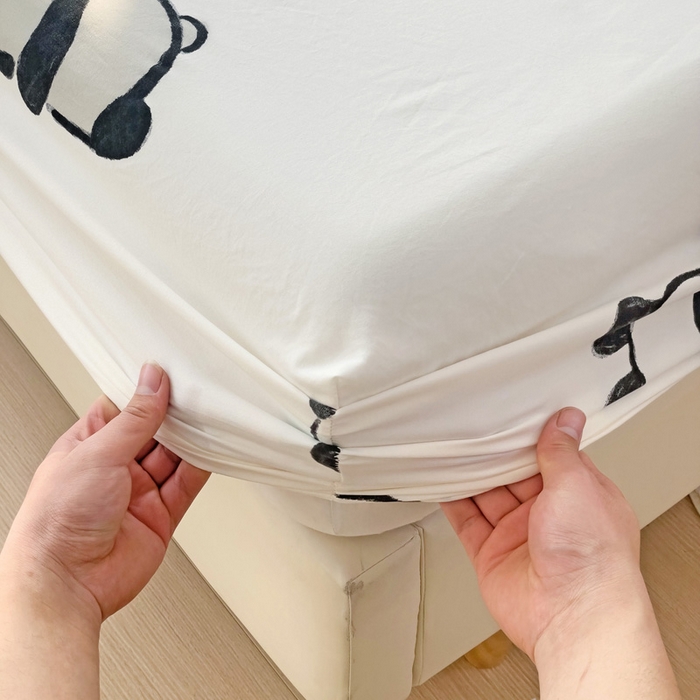 91家纺网 家纺一手货源 找家纺 纽缦家纺 2024水洗双层纱单床笠 小熊猫