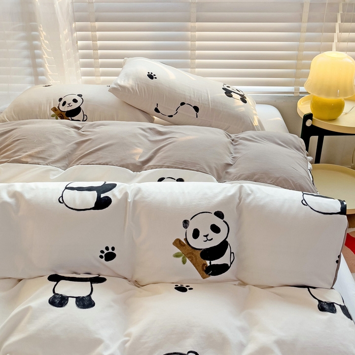 91家纺网 家纺一手货源 找家纺 纽缦家纺 2024水洗双层纱被套 小熊猫