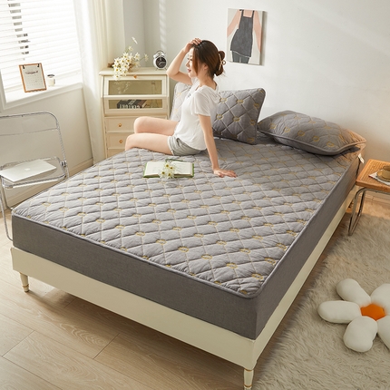 3C 2024新款全棉抗菌抑菌云朵刺绣床笠 冰山灰