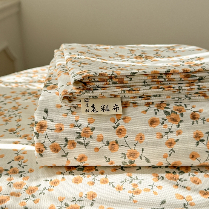 91家纺网 家纺一手货源 找家纺 简宜家居（朝初家纺） 2025新款全棉老粗布A版单床单 繁花